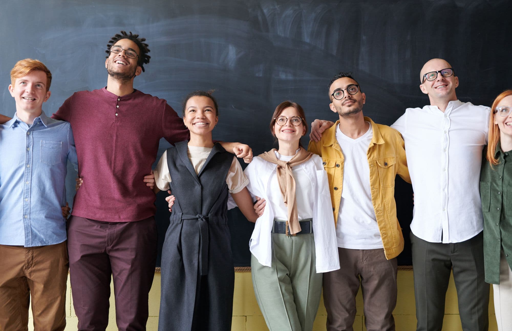 Research analyst team standing together in the office
